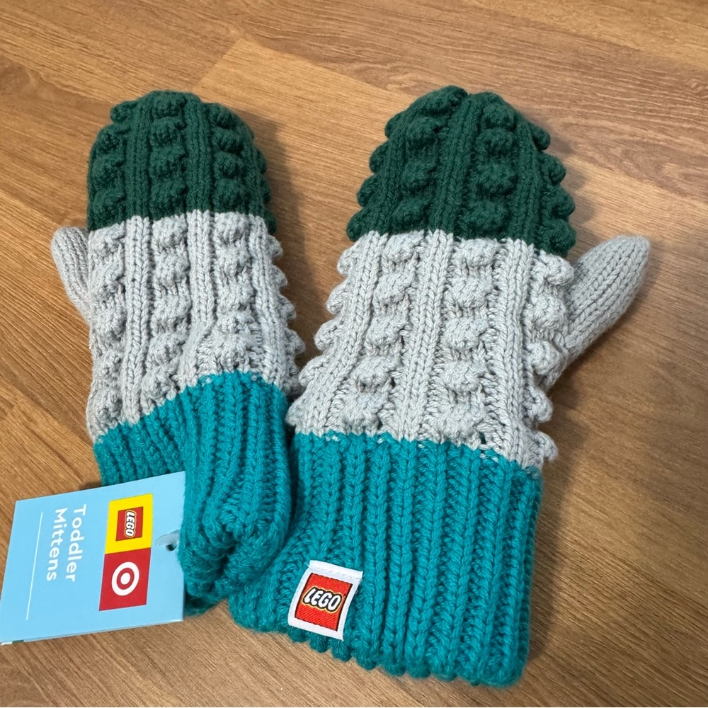LEGO Kids Mittens - Teal and Gray